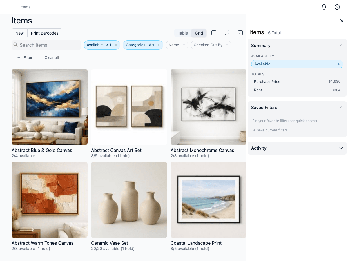 Search and filter items in your inventory