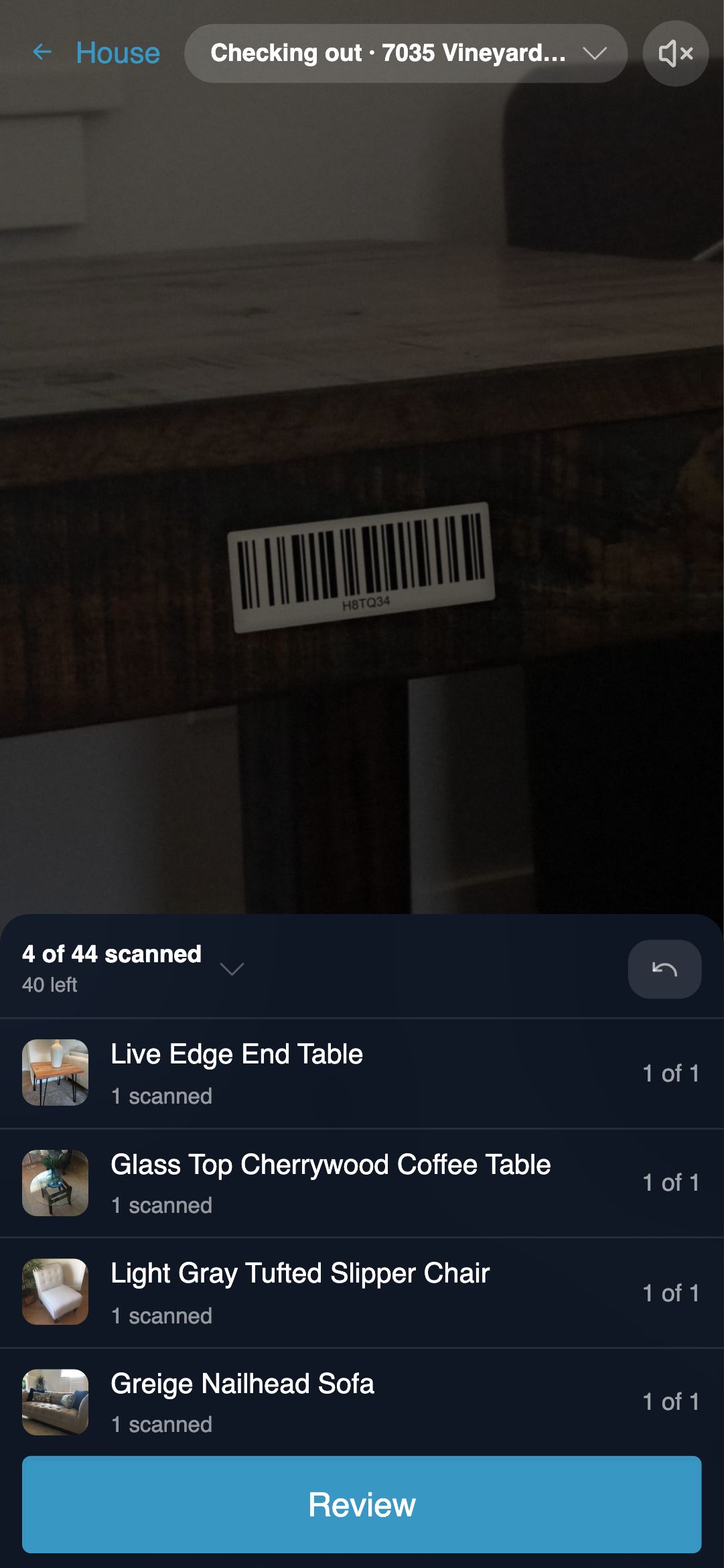 Checking items out to a house by scanning their labels