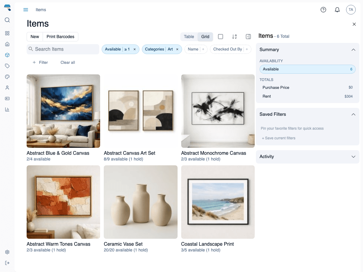 Search and filter items in your inventory